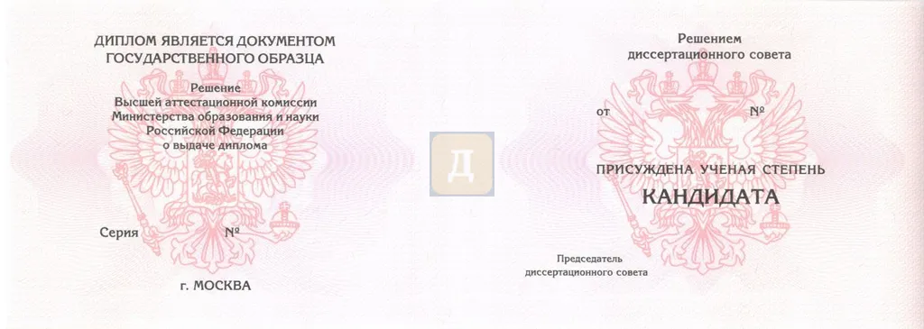 Диплом кандидата наук с 2006 по 2014 годы
